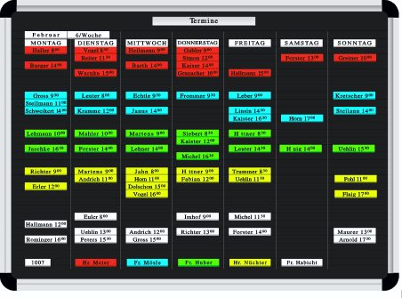 Planrecord Standard-Stecktafel